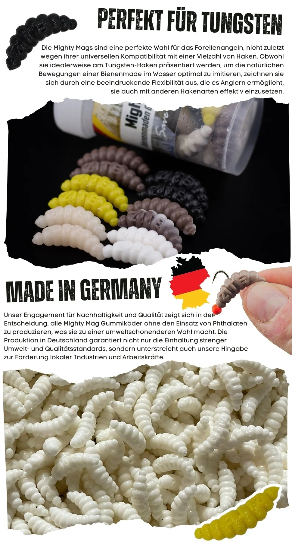 Mighty Mag Natur Mix Knoblauch 2,8 cm Bienenmaden Forellenköder 12 Stück - Detaillierte Übersicht