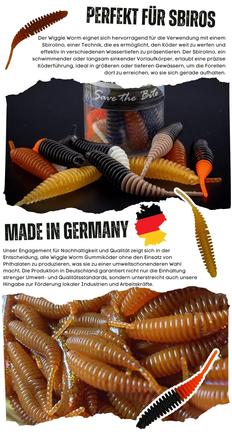 Lamellen Gummiwurm Wiggle Worm Natur Mix Knoblauch Aroma 5,5 cm 10 Stück - Detaillierte Übersicht