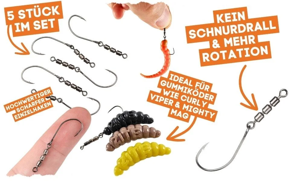 Rotorhaken RotateRig Hooks 5 Stück Gr. 6 Forellenangeln Haken - Detaillierte Übersicht
