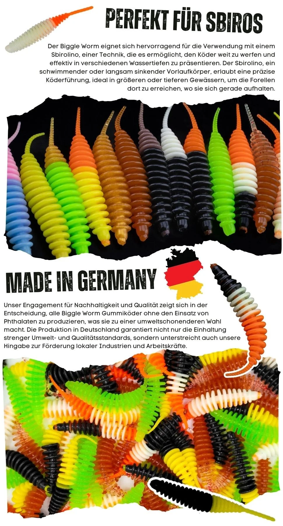Zite Fishing Biggle Worm Schock Mix Käse 6,5 cm 8 Stück - Detaillierte Übersicht