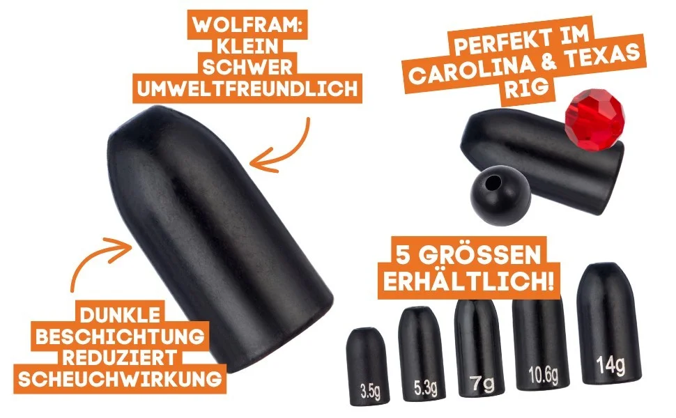 Zite Fishing Tungsten Bullet-Gewichte 3 x 5,3g - Detaillierte Übersicht