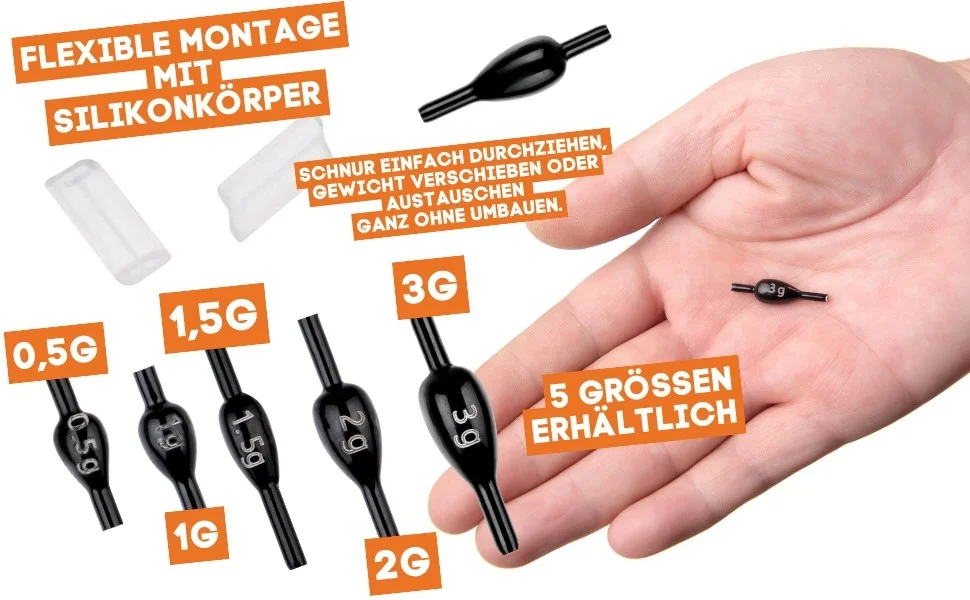 Zite Fishing Blei Fixdrops Forellenbleie 5 x 0,5g Angelgewicht für Grund- & Schleppangeln  - Detaillierte Übersicht