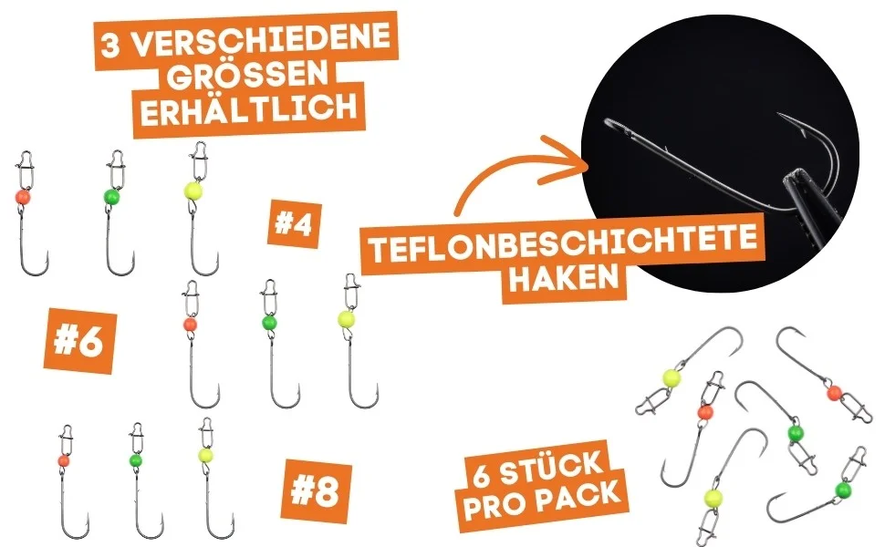 Zite Fishing Tungsten Cheburashka ProSharp Rigs Größe #8 Neon Tungstenperle UV Aktiv Forelle Angelhaken - Detaillierte Übersicht