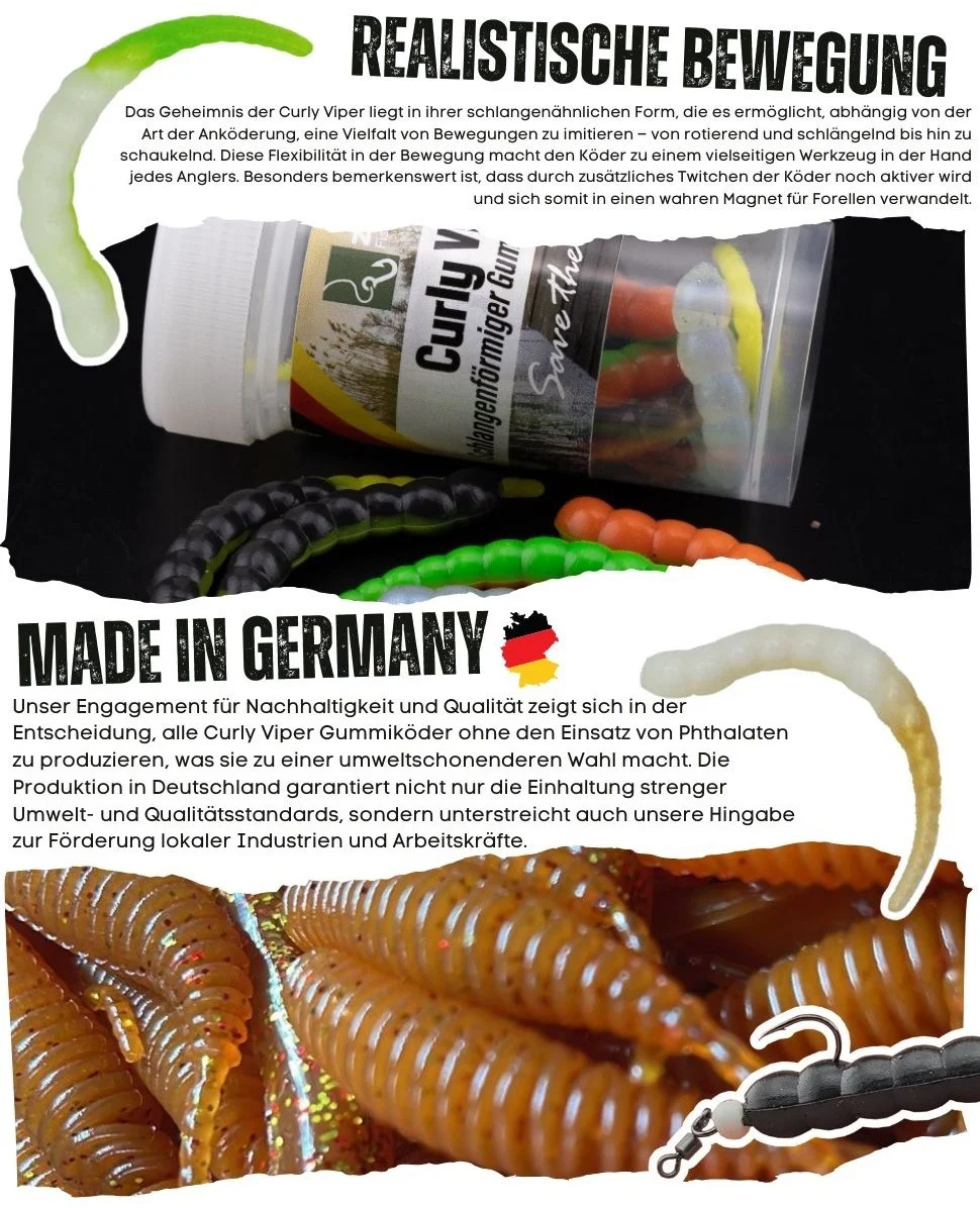 Curly Viper UL Forellen Gummiköder Starter-Set mit Rotationshaken Zite Fishing - Detaillierte Übersicht
