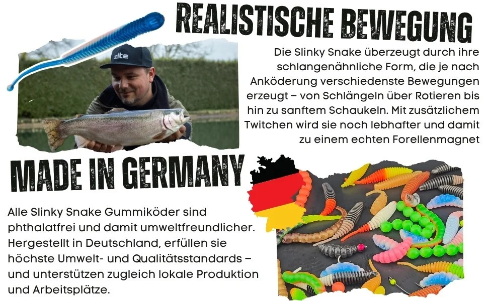 Zite Fishing Slinky Snake Schock Mix Knoblauch 8 cm 8 St. Schlangenförmig Gummi - Detaillierte Übersicht