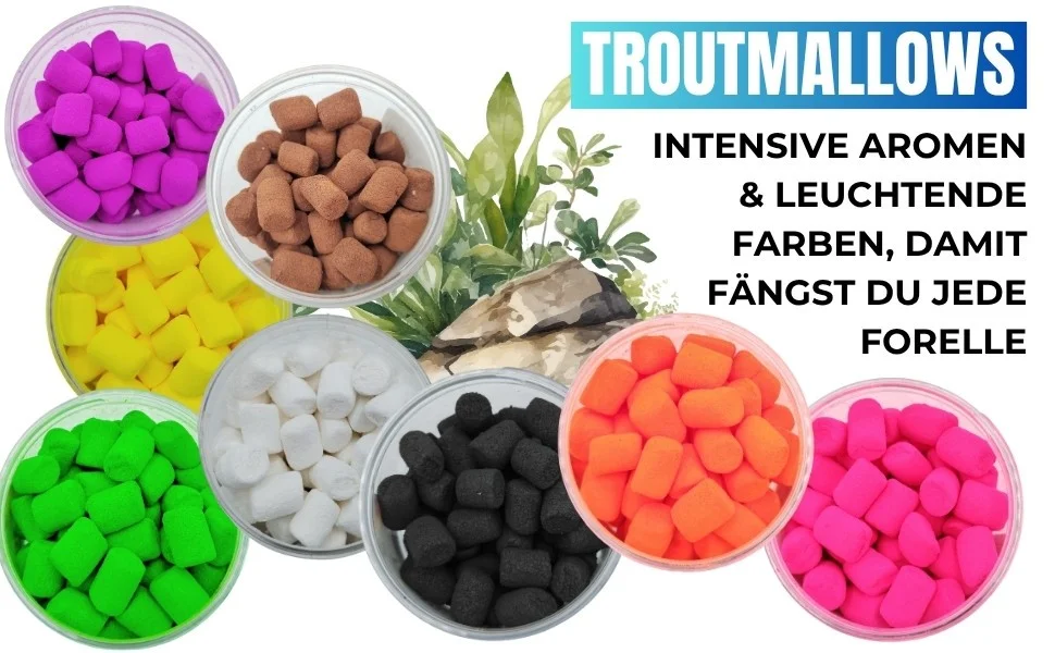 Troutmallows Angelköder Forelle Orange Knoblauch-Aroma 40 g Zite Fishing - Detaillierte Übersicht