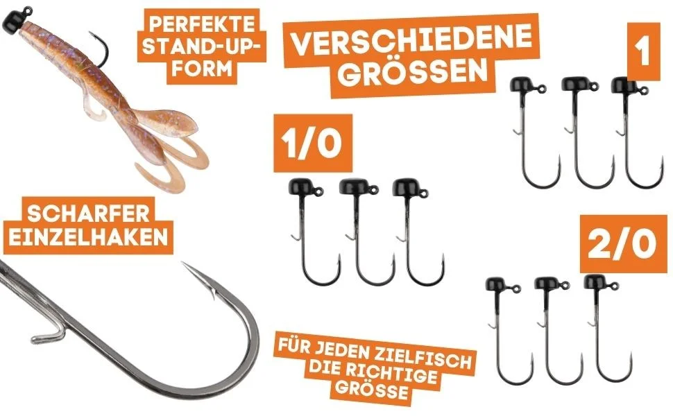 Tungsten Standup Jigs 2/0# 3,5g für Gummiköder - Bleifreier Angelhaken - Detaillierte Übersicht