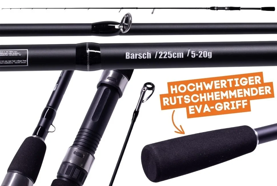 Barsch Base Komplettset - Inzite Base Stick Perch, Spinnig Reel Base 2000 bespult & GRATIS Gummiköder + Montagen - Detaillierte Übersicht