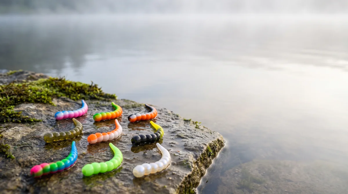 Zite Fishing Curly Viper Rainbow Knoblauch 6,5 cm Rotationsköder für Forelle 8 Stück - Detaillierte Übersicht