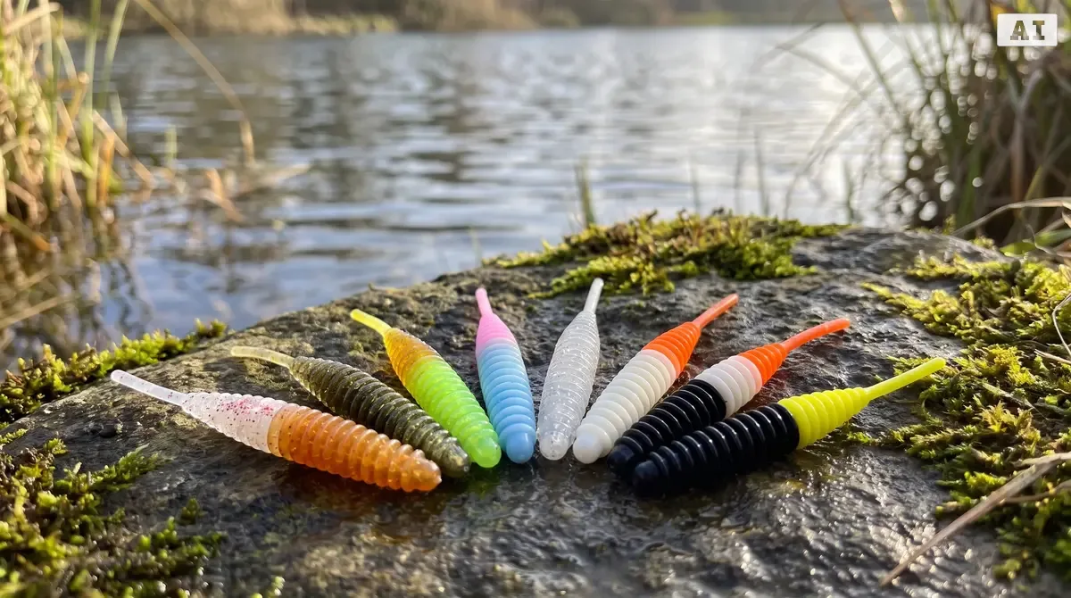 Wiggle Worm Turbo Knoblauch 5,5 cm – Forellen Gummiköder mit Duftaroma, 10 Stück - Detaillierte Übersicht