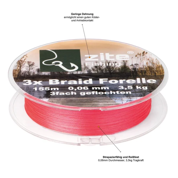3x Geflochtene Schnur Forellen UL Angeln Rot 155m 0,06mm Zite Fishing_auswahl1