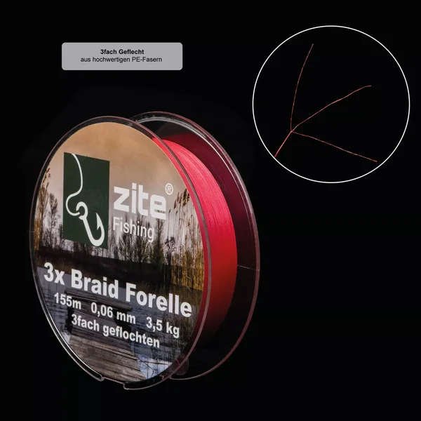 3x Geflochtene Schnur Forellen UL Angeln Rot 155m 0,06mm Zite Fishing_auswahl5