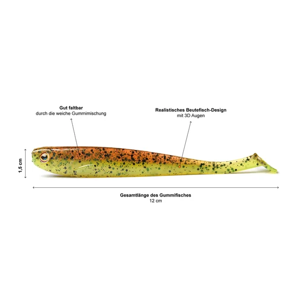 Zander Shad Set 5 Stück 12 cm Gummiköder Angeln Green Pumpkin_auswahl2
