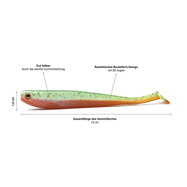 Inzite Shad Gummifisch Zander Angeln 5 Stück 12cm Green Tomato_auswahl2