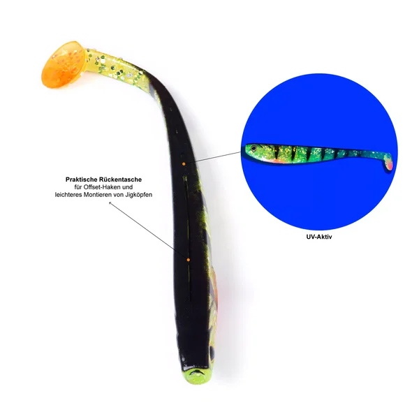 Gummifisch Zander Angeln Inzite Shad Set 5 STK 12cm UV Aktiv Lightning Perch_auswahl1