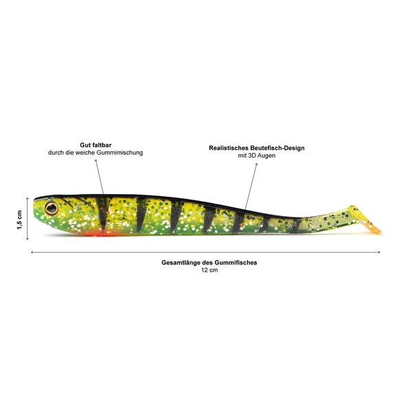 Gummifisch Zander Angeln Inzite Shad Set 5 STK 12cm UV Aktiv Lightning Perch_auswahl2