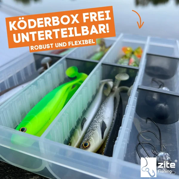 Zander Gummifische Starterbox 24 Inzite Shads 6 Jighaken 24 Karabiner Snaps mit Tacklebox_auswahl4