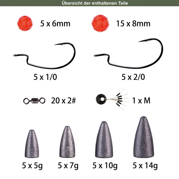 Carolina & Texas Rig Box 70-teilig Finesse Drop Shot Set Zite Fishing_auswahl4