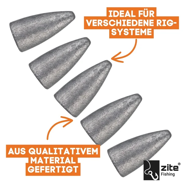 Zite Fishing Bullet Blei Angelgewichte 7g 5 tlg. ideal für Barsch & Zander_auswahl5
