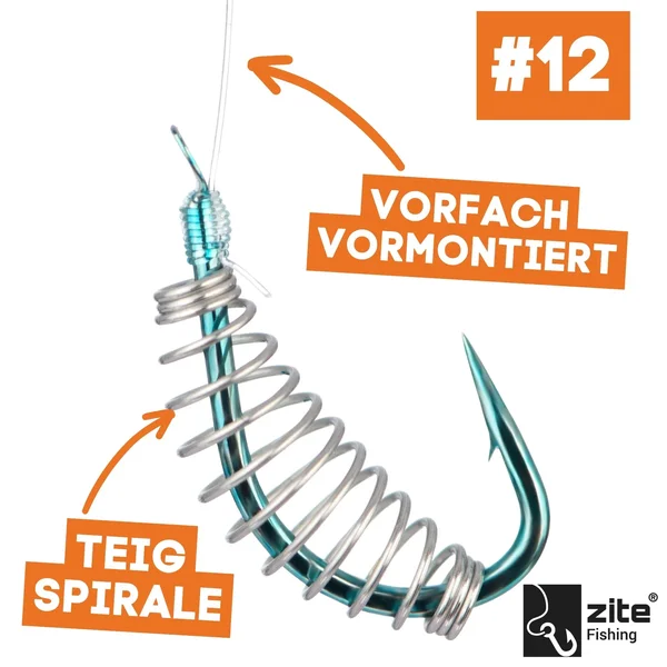 Teighaken Forellenteig Vorfachhaken - 10 gebundene Haken 200 cm 0,18 mm - Größe 12 - Zite Fishing_auswahl1