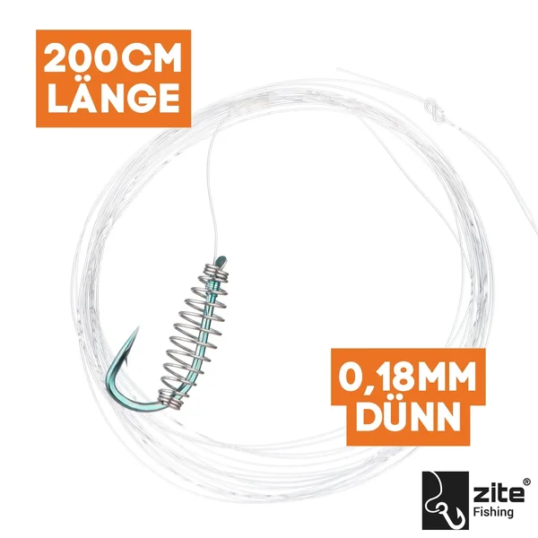 Teighaken Forellenteig Vorfachhaken - 10 gebundene Haken 200 cm 0,18 mm - Größe 12 - Zite Fishing_auswahl2