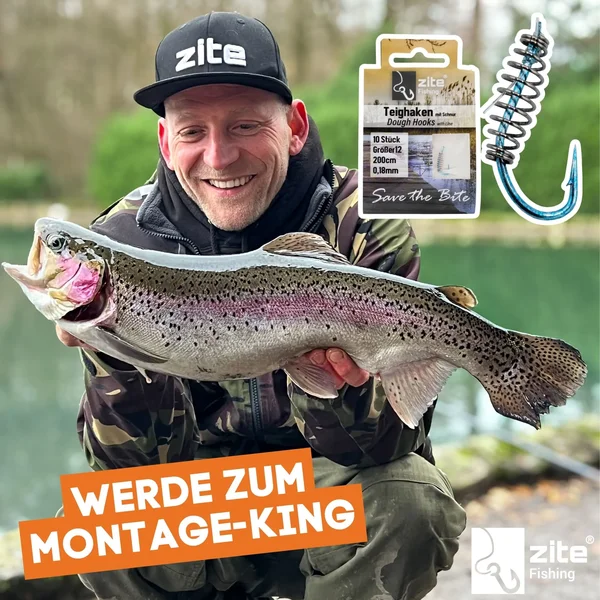 Teighaken Forellenteig Vorfachhaken - 10 gebundene Haken 200 cm 0,18 mm - Größe 12 - Zite Fishing_auswahl6