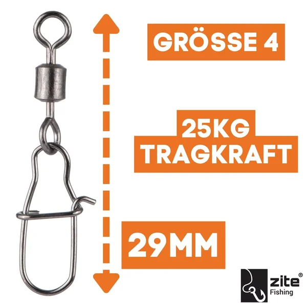 Zite Fishing Sicherheitswirbel Größe 4 - 25 kg Tragkraft - 30 Stück_auswahl1
