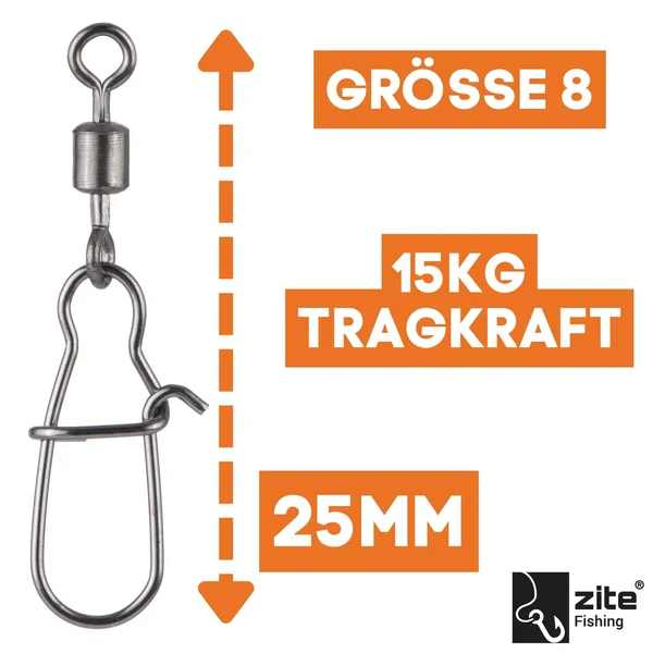 Zite Fishing Sicherheitswirbel der Größe 8 - 30 Teilig_auswahl1