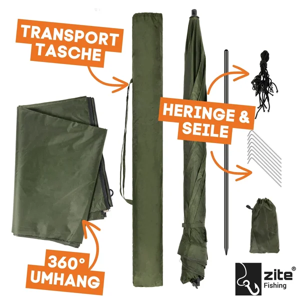 Schirmzelt Angeln Geschlossen + Schirmstütze als Angelzelt Set Zite Fishing_auswahl6