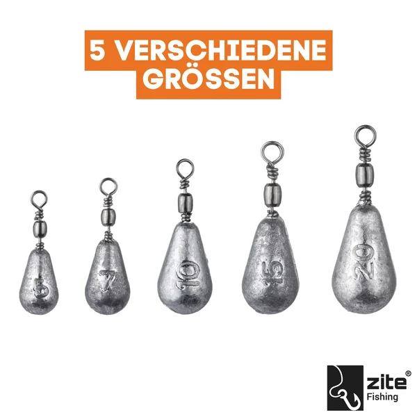 Tropfenblei Set 5-20g - Grundblei Angeln Birnenblei Sortiment 5 Stück - Zite Fishing_auswahl2