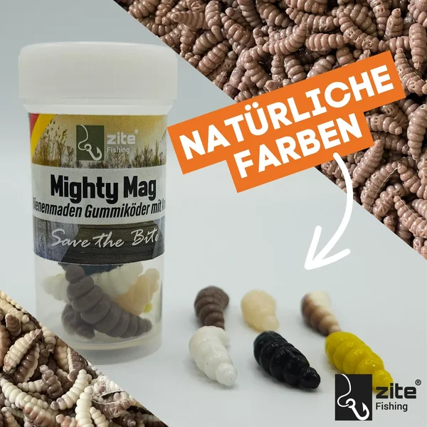 Mighty Mag Bienenmade Natur Mix Käse Gummiköder Forelle 2,8 cm 12 Stück_auswahl1