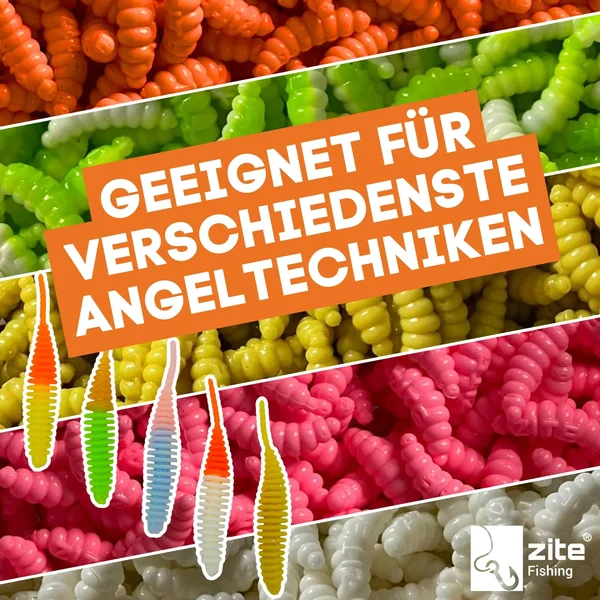 Wiggle Worm Forellenwurm Neon Mix Knoblauch Aroma 5,5 cm 10 Stück Gummiköder_auswahl5