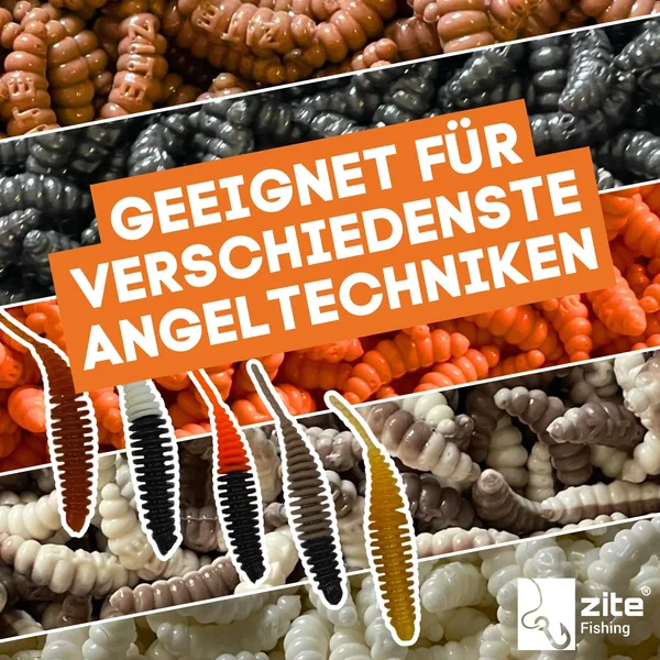 Lamellen Gummiwurm Wiggle Worm Natur Mix Knoblauch Aroma 5,5 cm 10 Stück_auswahl5