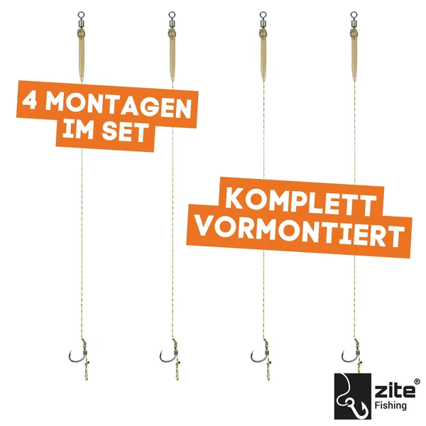 Zite Fishing Karpfen-Rigs Größe 4 Vorfach Set Gebunden 4 Stück_auswahl1