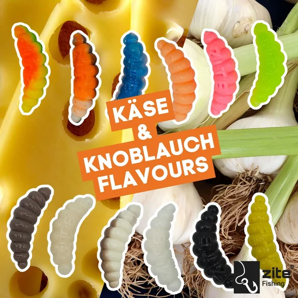 Mighty Mag Starter Set - 48 Gummiköder Knoblauch & Käse Aroma + 6 Tungsten Jighaken_auswahl7