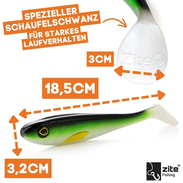 Inzite Flanker Hecht Gummifisch Green Shiner 18,5cm Shad 3er Set_auswahl1