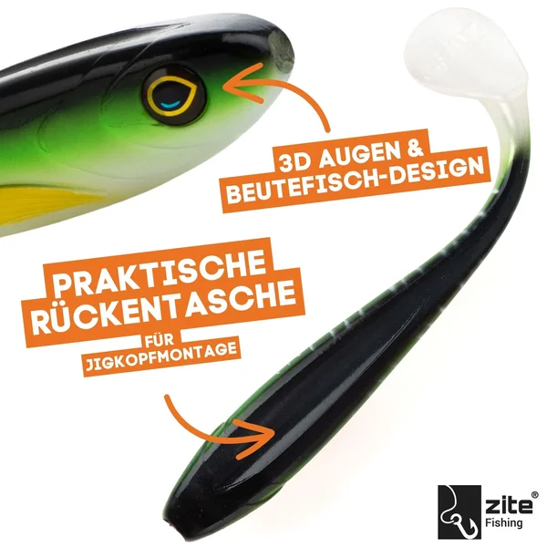 Inzite Flanker Hecht Gummifisch Green Shiner 18,5cm Shad 3er Set_auswahl3