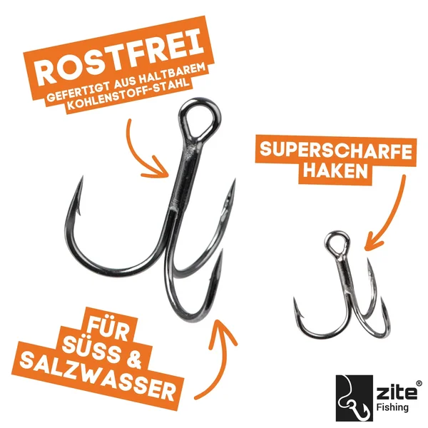 Drillingshaken XL Sortiment 15 tlg. Drillinge Größen 1-2/0 Angeln Haken Zite Fishing_auswahl1