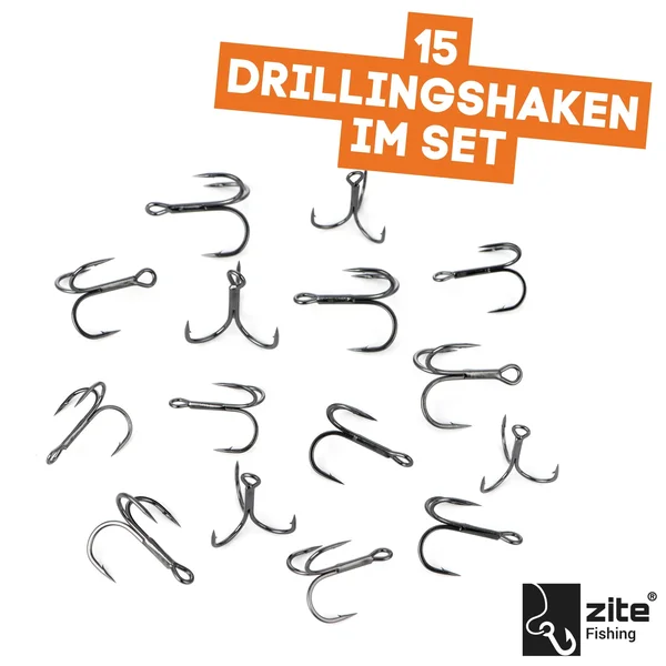 Drillingshaken XL Sortiment 15 tlg. Drillinge Größen 1-2/0 Angeln Haken Zite Fishing_auswahl4