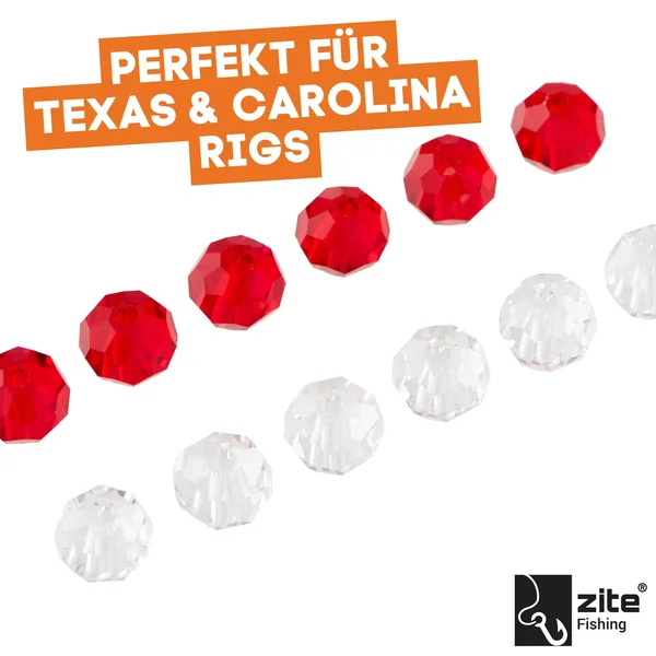 Glass Beads Glasperlen Set 6mm Rot & Transparent Carolina & Texas Rig Zite Fishing_auswahl2