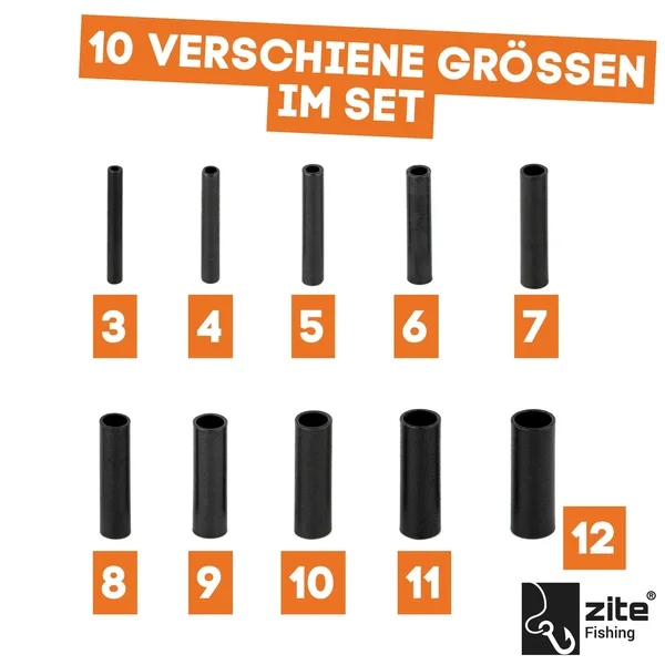 Klemmhülsen Set 10 Größen - 150 Quetschhülsen Schwarz in Box Angeln Vorfachmaterial Zite Fishing_auswahl2