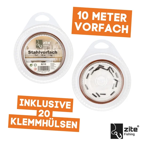 Stahlvorfach braun 10m auf Rolle 9 kg inkl. Klemmhülsen Zite Fishing_auswahl1