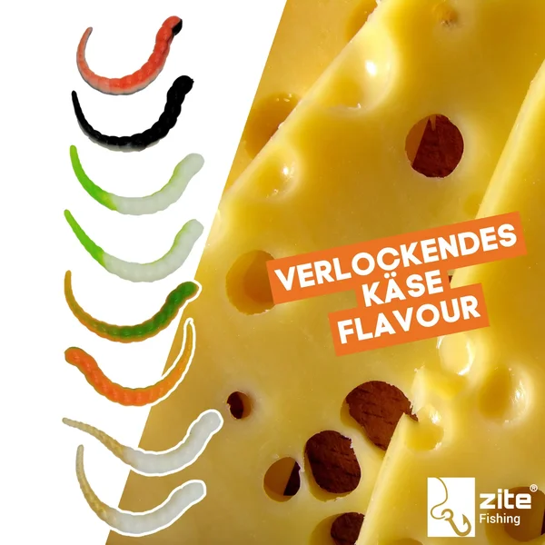 Zite Fishing Curly Viper Schock Mix Käse 6,5 cm Gummiköder für Forellen 8 Stück_auswahl6
