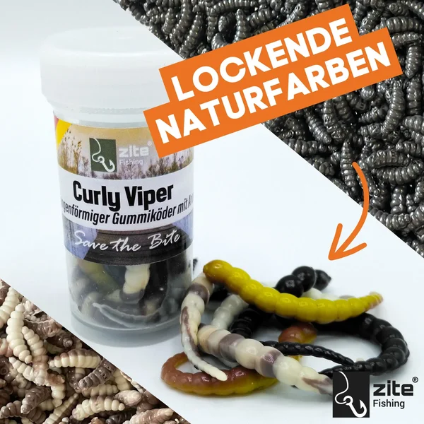 Zite Fishing Curly Viper Natur Mix Käse 6,5 cm Rotationsköder für Forelle 8 Stück_auswahl1