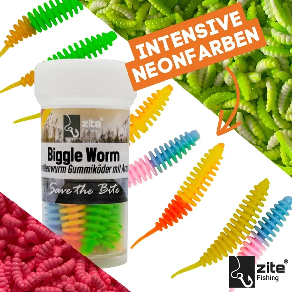 Zite Fishing Biggle Worm Schock Mix Käse 6,5 cm 8 Stück_auswahl1