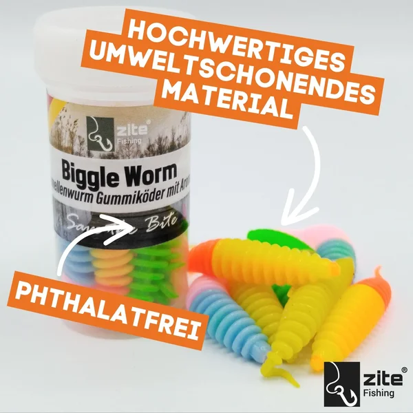 Zite Fishing Biggle Worm Schock Mix Käse 6,5 cm 8 Stück_auswahl3