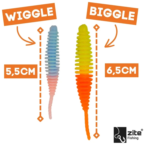 Zite Fishing Biggle Worm Schock Mix Käse 6,5 cm 8 Stück_auswahl4