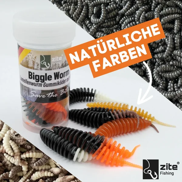 Zite Fishing Biggle Worm Natur Mix Knoblauch 6,5 cm 8 Stück_auswahl1