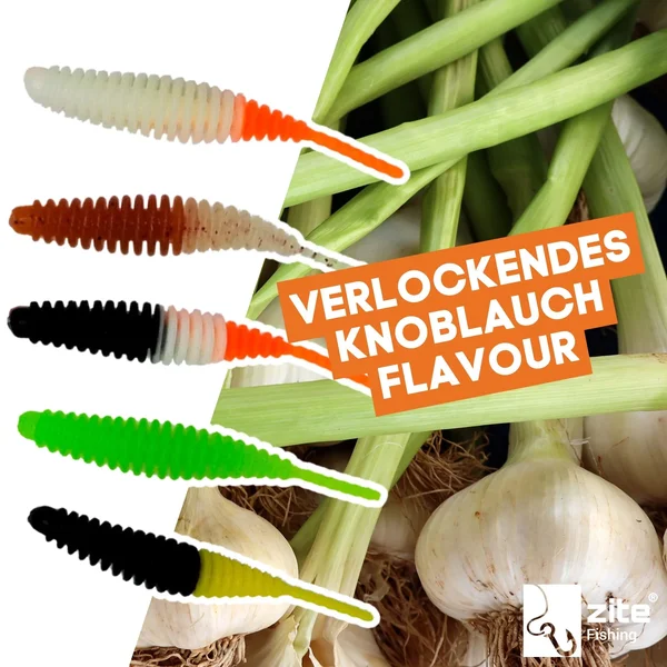 Zite Fishing Biggle Worm Allround Mix Knoblauch 6,5 cm 8 Stück_auswahl7