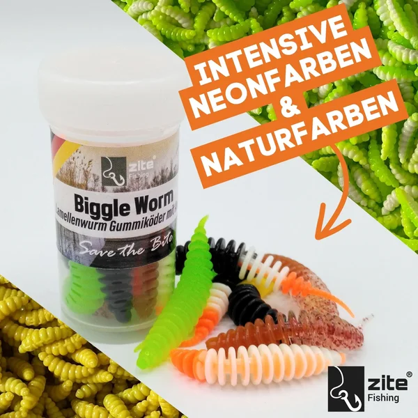 Zite Fishing Biggle Worm Allround Mix Käse 6,5 cm 8 Stück_auswahl1